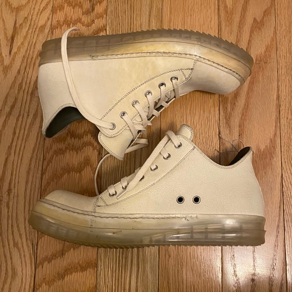 MENS Rick Owen’s low top Ramone suede - no toe cap- Size 40- clear sole color